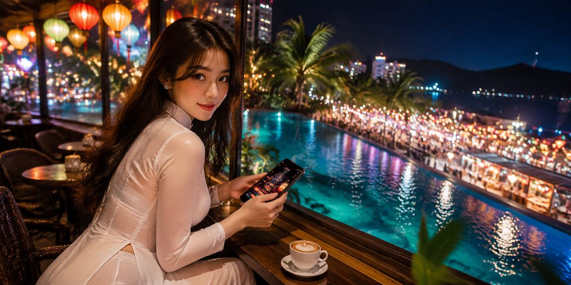 Khung cảnh nghỉ dưỡng Nha Trang và người dùng đặt cược thể thao qua điện thoại