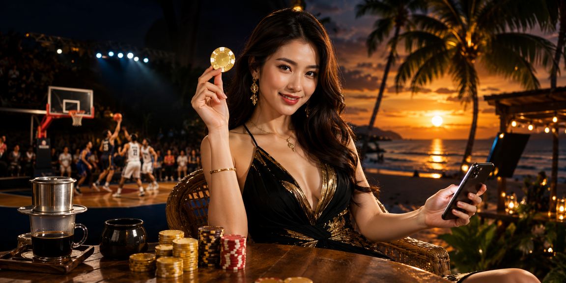 Người dùng thư giãn với cà phê Việt Nam và theo dõi cá cược bóng rổ tại Phú Quốc